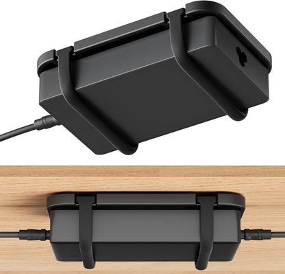 Upgraded Laptop Charger Holder,Adjustable Silicone Strap Power Brick Organizer With Heat Dissipation,Under Desk Cable Management Mount For Most Power Adapters,Chargers, Included Screws & Adhesive