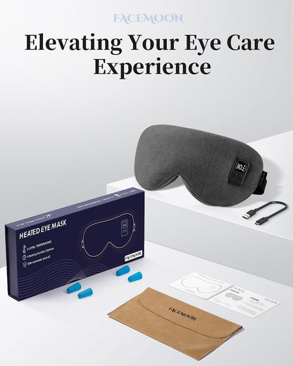 Heated Eye Mask for Dry Eyes: Warm Compress for Digital Tired Eyes, Stye Relief - Cordless, Adjustable Heat & Timer Settings - Airplane/Road Travel, Sleep aid, Office nap Pink