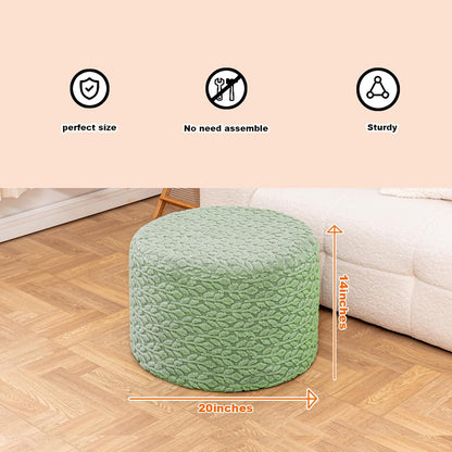 Round Pouf Ottoman 20 x 20 x 14 Inches Boho Poof Home Decor Floor Pouffe Ottoman Foot Rest for Couch Sofa Bean Bag Chairs Living Room Bedroom (Green)