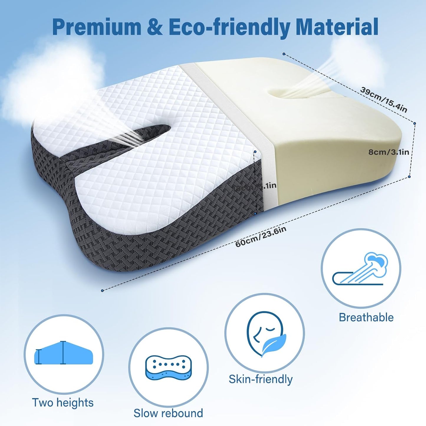 SAHEYER Anti-Snoring Pillow for Side Sleepers, Stop Snore Aid with Memory Foam, Orthopedic Pillow for Sleeper, Snoring Solution and Remedy, Anti-Snore Devices, White