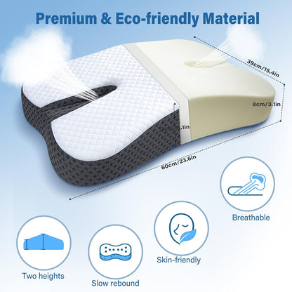 SAHEYER Anti-Snoring Pillow for Side Sleepers, Stop Snore Aid with Memory Foam, Orthopedic Pillow for Sleeper, Snoring Solution and Remedy, Anti-Snore Devices, White
