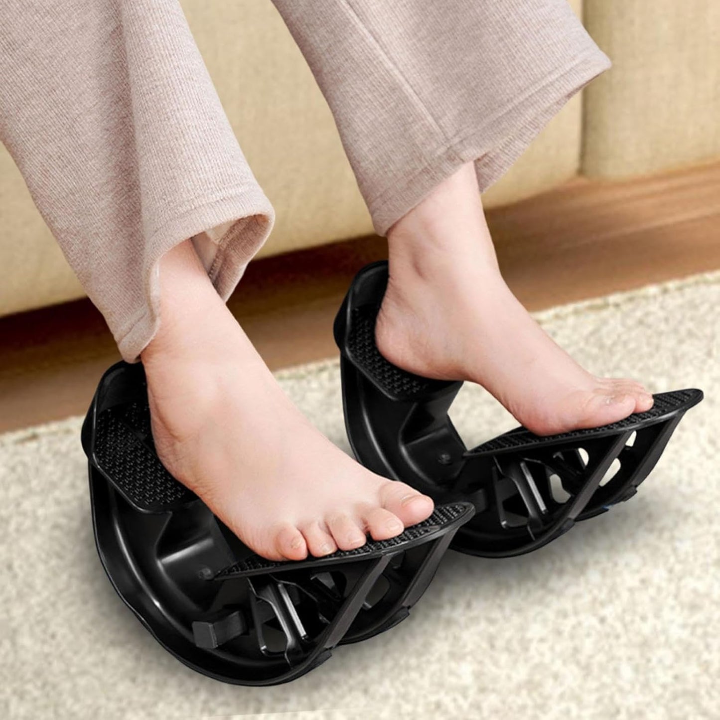 Menolana 2X Foot Rocker Calf Stretcher Portable Fitness Pedal Workout Stretching Tool Tendon Stretch Board for Tight Calves Office Use, Black