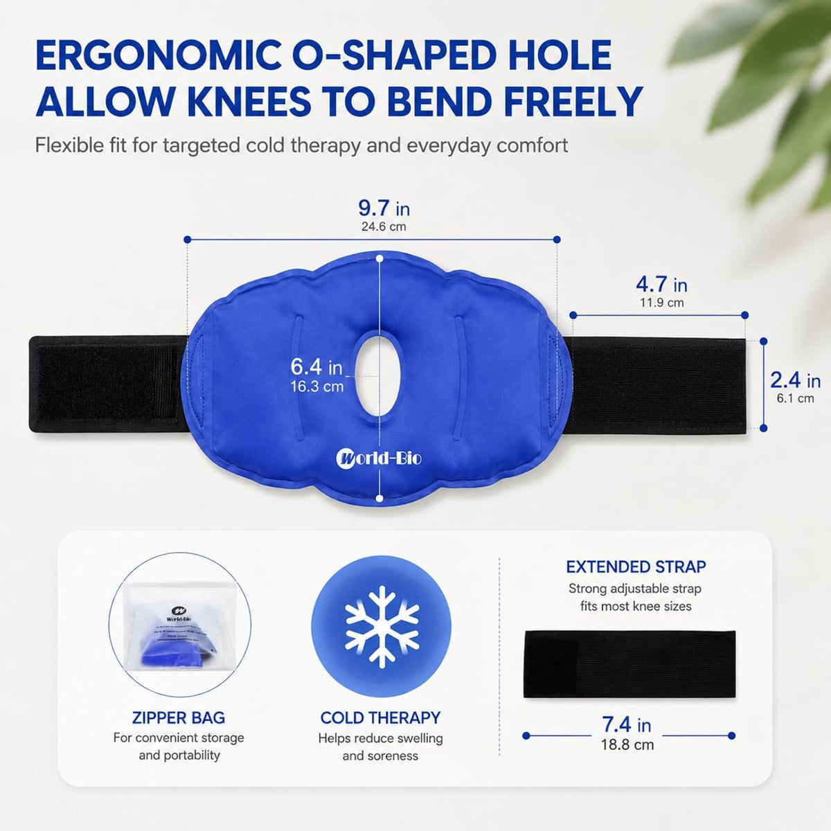 WORLD-BIO 2 Pcs Knee Ice Pack Wrap, Reusable Ice Pack for Knee Pain Relief