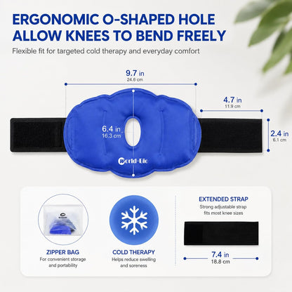 WORLD-BIO 2 Pcs Knee Ice Pack Wrap, Reusable Ice Pack for Knee Pain Relief