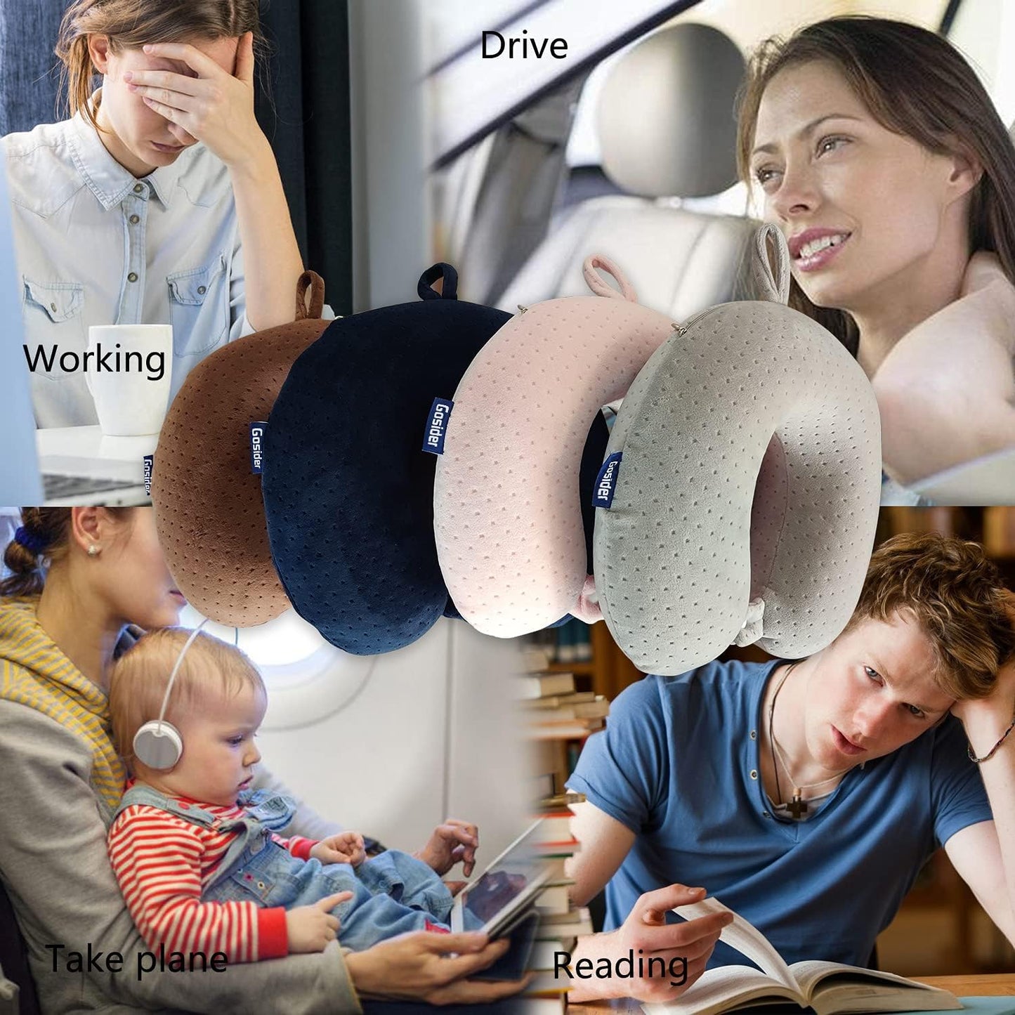 Neck Pillows for Sleeping Travel Pink Travel Pillow Comfortable U Shape Memory Foam Pillows Neck and Head Support Portable Travel Neck Pillow Suitable for Planes, Trains, Self-Driving Cars