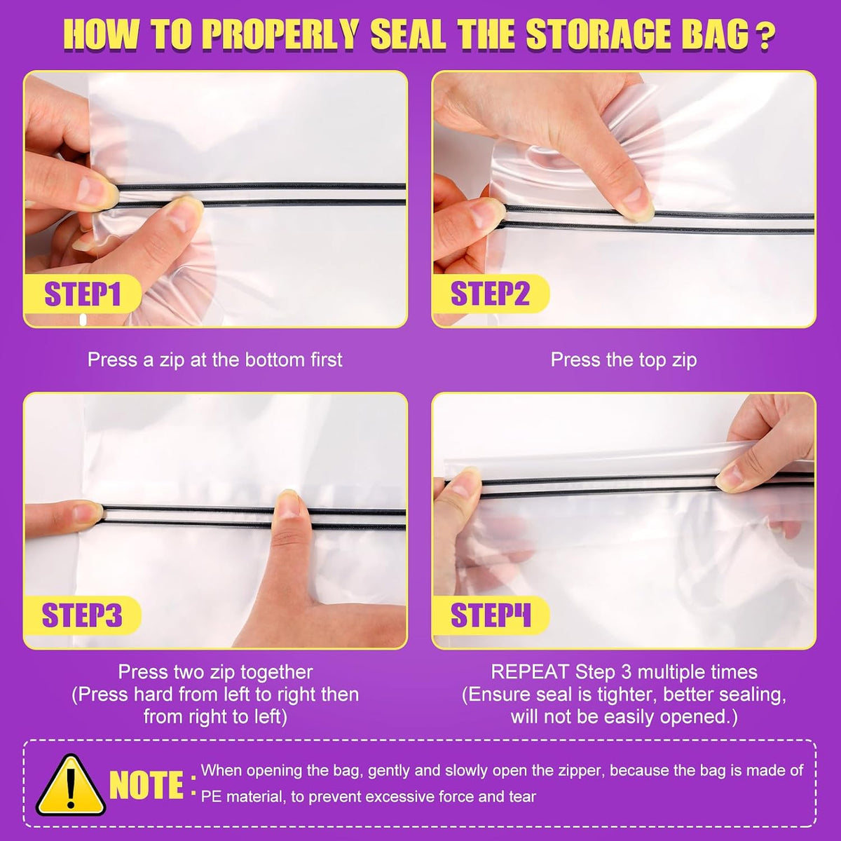 FURWEY 25 Gallon Storage Bags,35x24,Clear Resealable,Heavy Duty 4 Mil