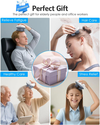 AMIR Upgraded Electric Scalp Massager, Portable Head Massager with Kneading 96 Massage Nodes, Handheld Head Scratcher Massager for Stress Relax and Pain Relief, Ideal Valentine‘s Day Gift for Her/Him