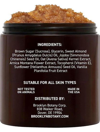 Brooklyn Botany Coconut Milk Body Scrub - Moisturizing and Exfoliating Body, Face, Hand, Foot Scrub - Fights Stretch Marks, Fine Lines, Wrinkles - Great Gifts for Women & Men - 10 oz