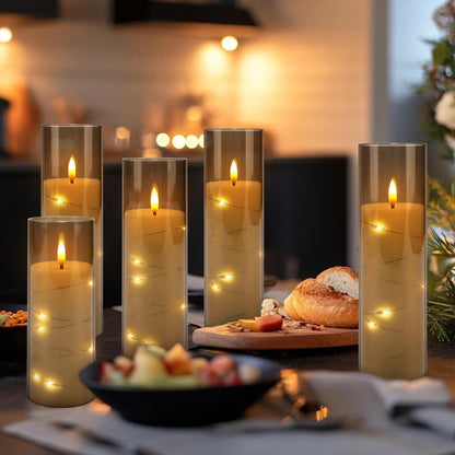 YOROXRG Set of 24 Waterproof Outdoor Flameless Candles, LED Candles with 4 Remote and Timer,(H 4" 5" 6" x D 2.2"),for Halloween Wedding Festiv