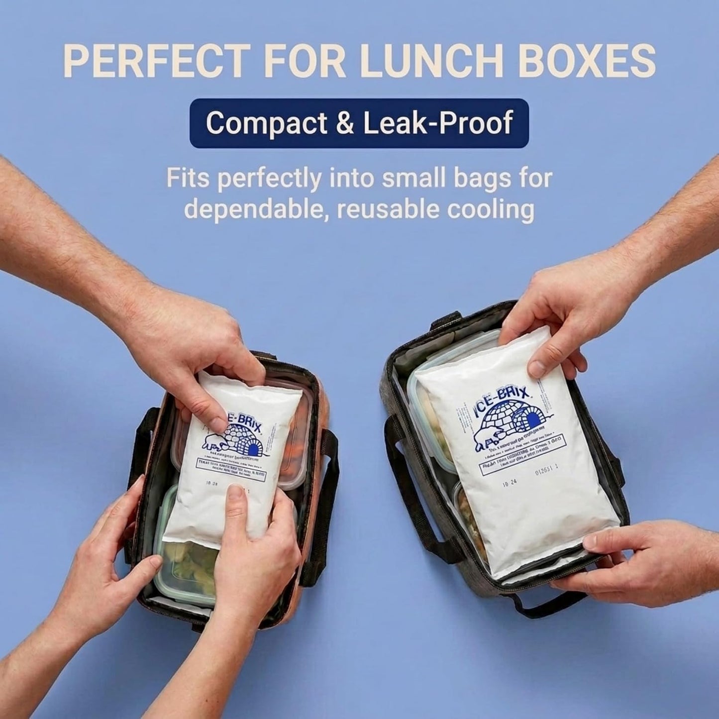 ICE-BRIX Reusable Gel Ice Packs for Shipping, 5 x 2.75 x 0.75 in, 3 oz White (96 Pack) - Compact Cold Packs for GLP-1 Medication Mailers, Lunch Boxes, Small Coolers, Frozen Food & Perishables