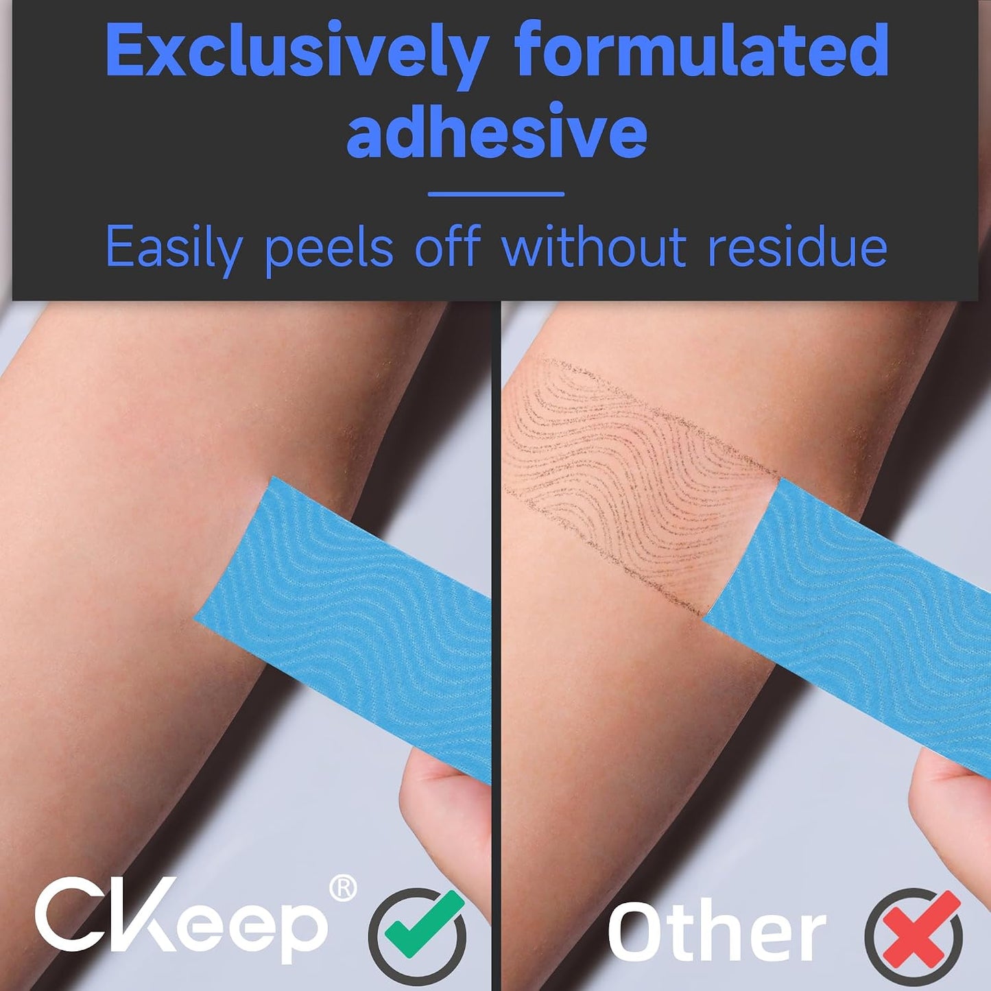 CKeep Kinesiology Tape, Uncut Premium Elastic Athletic Tape 2 Rolls, Beige | Original Cotton Latex Free Kinetic Tape, Breathable & Waterproof Sports Tape for Muscle and Joint Support, 2inch x 16ft