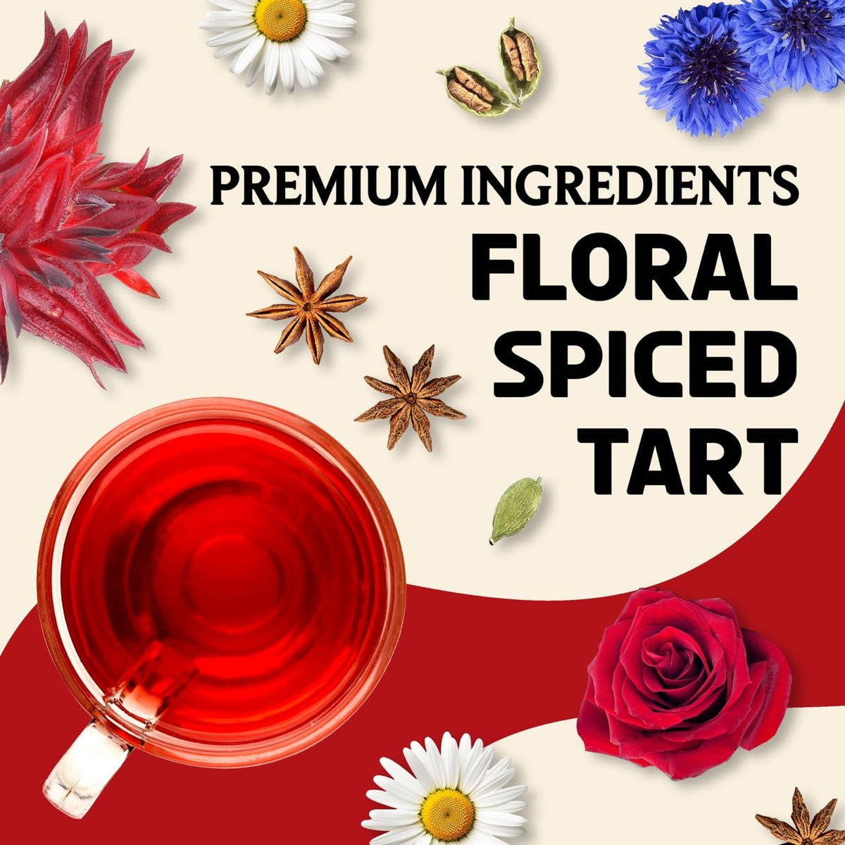 BREWIX, Hibiscus Rose Herbal Loose Tea (50+ Cups) | 100% Natural, Handmade, Pure from Hibiscus Flowers | Hibiscus with Rose Petals, Chamomile and Exotic Spices | Supports Everyday Wellness, Digestion and Cardiovascular System | Rich in Antioxidants &