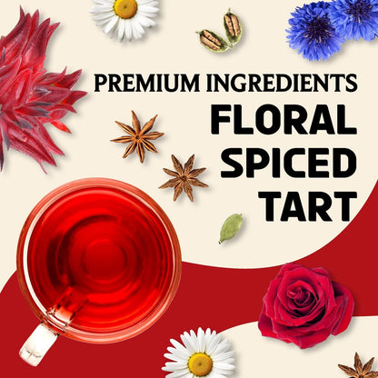 BREWIX, Hibiscus Rose Herbal Loose Tea (50+ Cups) | 100% Natural, Handmade, Pure from Hibiscus Flowers | Hibiscus with Rose Petals, Chamomile and Exotic Spices | Supports Everyday Wellness, Digestion and Cardiovascular System | Rich in Antioxidants &