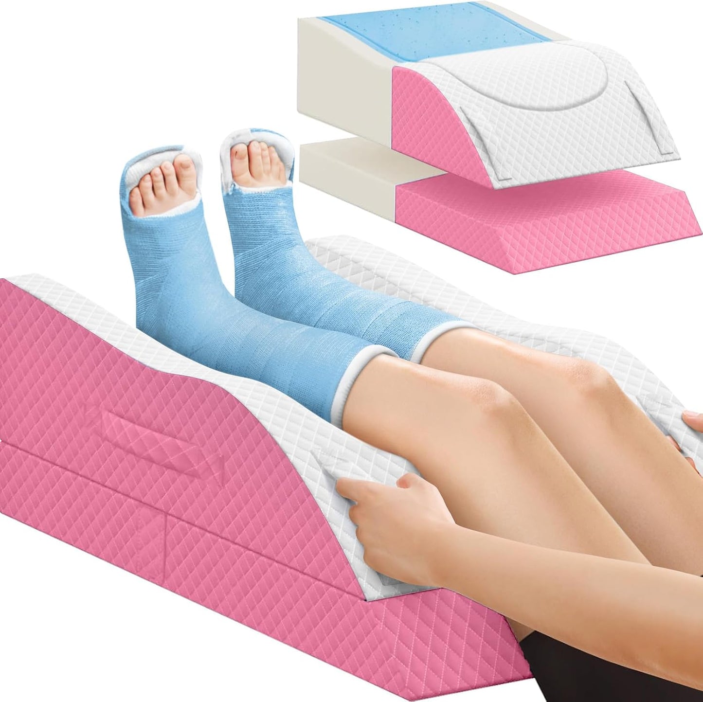 TranquilRelax Elevation Pillows for Leg After Surgery, Memory Foam Adjustable Wedge Pillow for Injury or Rest, Ankle Pillow for Sleeping Blood Circulation, Grey/Single Leg
