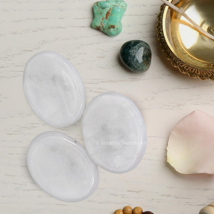 Amazing Gemstone Labradorite Thumb Worry Stone, Anxiety Stone, Healing Crystals - Piedra Crystal Fidget for Gift, Meditation, Calming, Relaxation, Stress Relief - Colors B