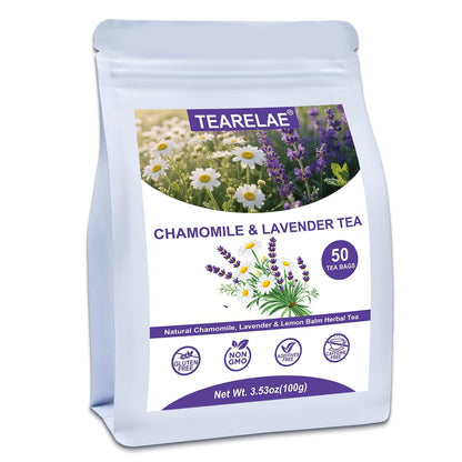 TEARELAE Chamomile Lavender Tea, 50 Tea Bags, Te De Manzanilla y Lavanda