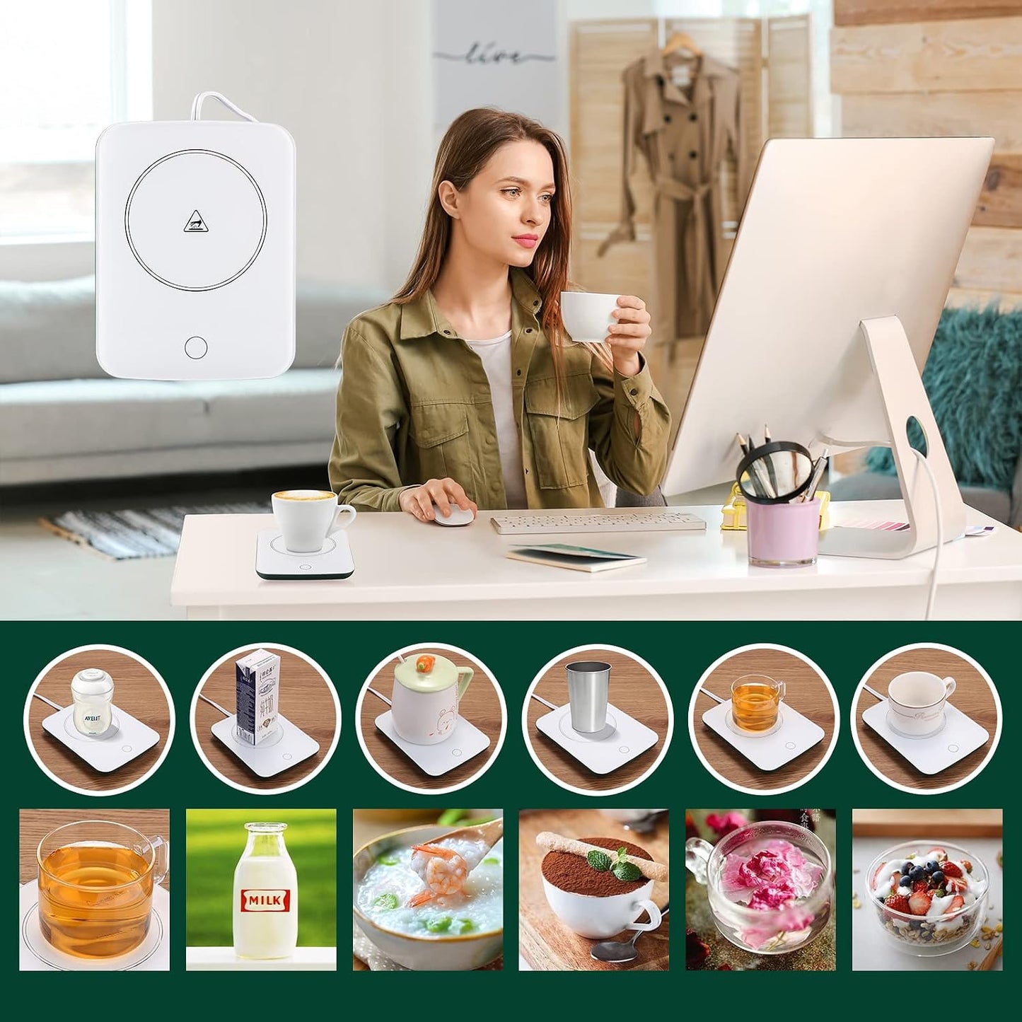 Misby Mug Warmer, Coffee Cup Warmer with Auto Shut Off, Gravity-Induction Coffee Warmer for Desk Use, Coffee Mug Warmer for Coffee Lovers Gift Keep Beverages Coffee Warmer (Black)
