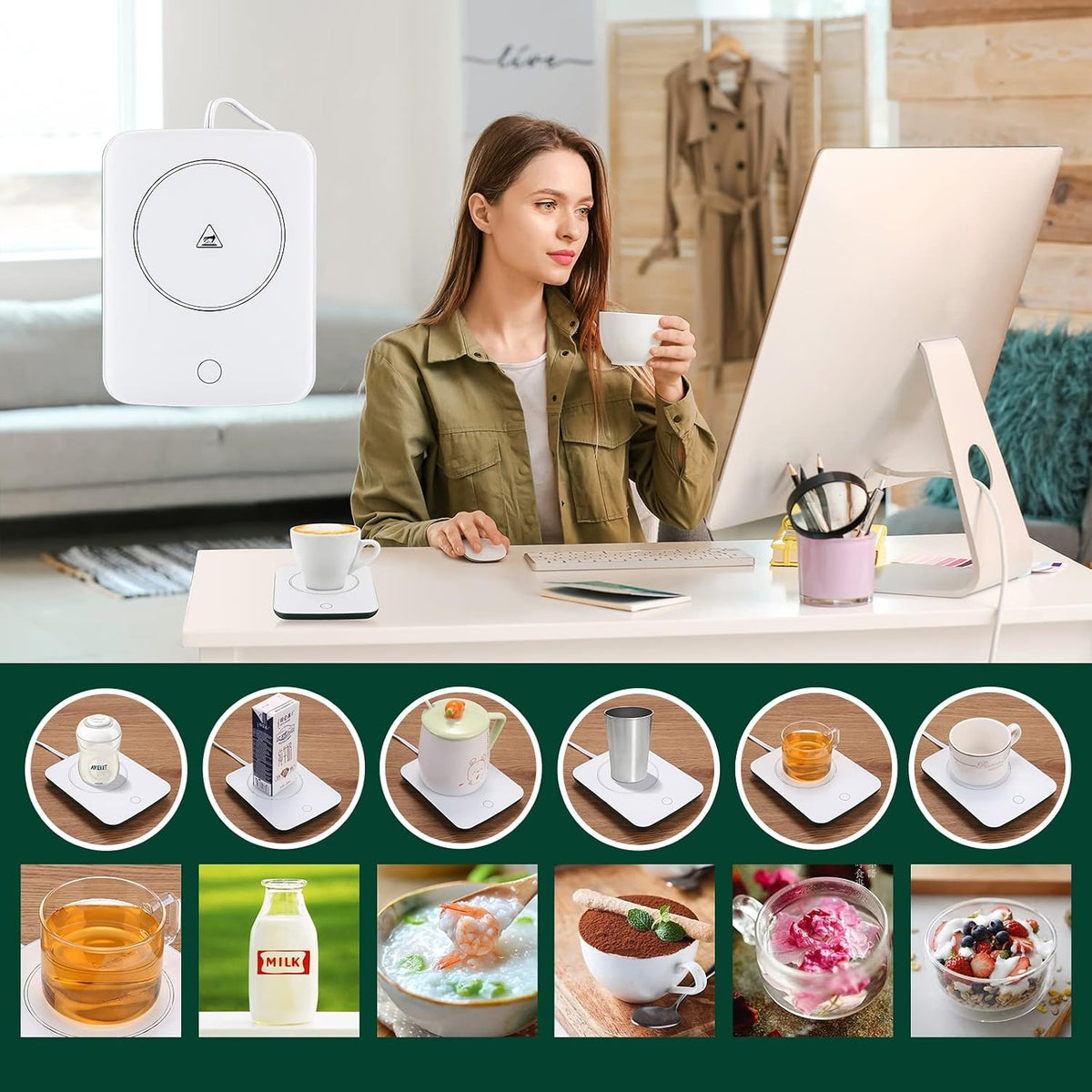 Misby Mug Warmer, Coffee Cup Warmer with Auto Shut Off, Gravity-Induction Coffee Warmer for Desk Use, Coffee Mug Warmer for Coffee Lovers Gift Keep Beverages Coffee Warmer (Black)