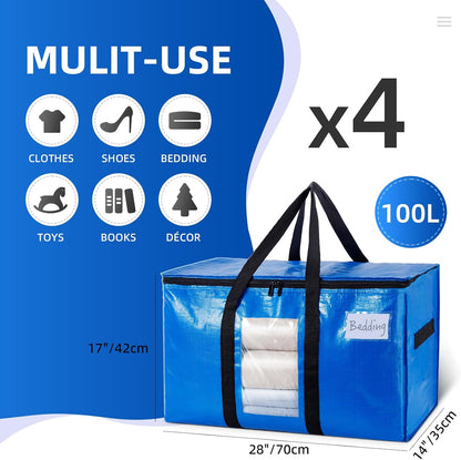 TAILI Blue Extra Large Moving Bags,Storage Bags with Visible Window