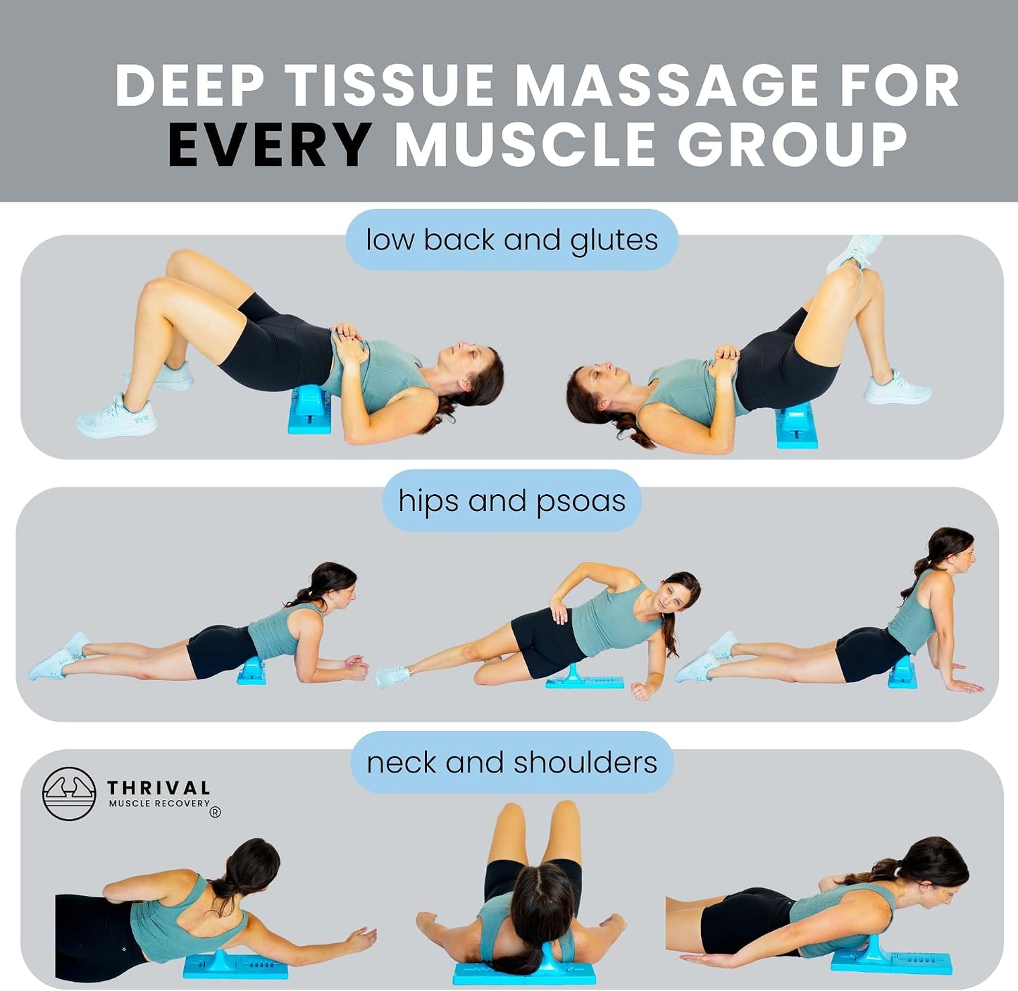 Thrival Arch Back Stretcher - Psoas Muscle Release Tool App for Hip Flexor, Back, Glute, Iliacus, and Neck - Spine Decompressor, Trigger Point, and Myofascial Release – Carbon Black