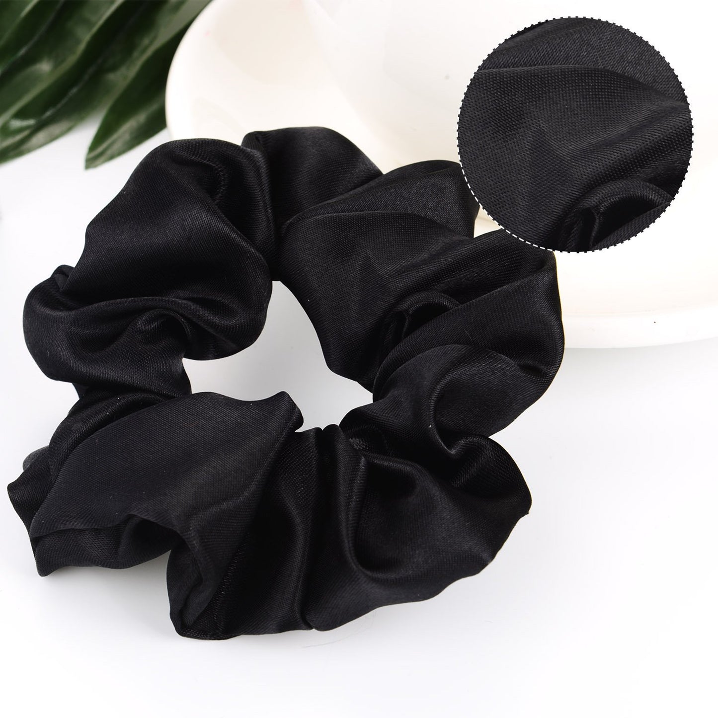10 Pieces Satin Scrunchies Hair Elastic Bands Solid Hair Ties for Sleep Small Elastic Bobbles Women and Girls Headdress Accessories Decorations(Black)