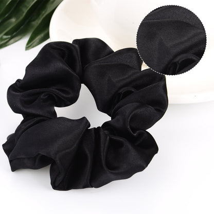 10 Pieces Satin Scrunchies Hair Elastic Bands Solid Hair Ties for Sleep Small Elastic Bobbles Women and Girls Headdress Accessories Decorations(Black)