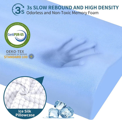 Cervical Pillow for Neck Pain Relief, Contour Memory Foam Pillows for Sleeping, Ergonomic Pillow Adjustable Orthopedic Cooling Pillow Bed Pillow Neck Support for Side Back Stomach Sleepers(Blue)