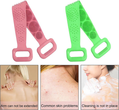 Silicone Body Scrubber for Shower,Silicone Back Body Scrubber with Handle,27.5 Inch Exfoliating Deep Clean Bath Body Brush Scrubber for Men and Women-2 PCS