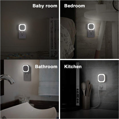 YUNLEX 2 Pack Amber Night Light, Dusk to Dawn Sensor, Warm Glare-Free Reflected Glow, 3-Level Dimmer, Auto On/Off, Plug-in LED Nightlight for Bedroom, Kids, Bathroom, Sleep, Baby Nursery, Toddler