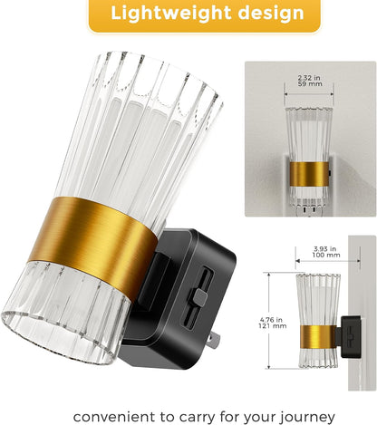 L LOHAS LED Night Lights Plug into wall, Amber Night Light with Adjustable Brightness, Plug in NightLight with Auto Light Sensor, Wall Sconce-Style Design Night Light for Bathroom,Hallway, 2 Pack
