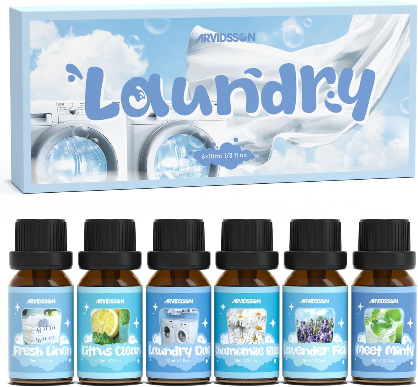 ARVIDSSON Floral Essential Oils Set, Natural Flower Essential Oil Gift for Women - Rose, Gardenia, Cherry Blossom, Honeysuckle, Lilac, Blue Lotus, Scented Oil for Diffuser, Valentines Day Gift for Her