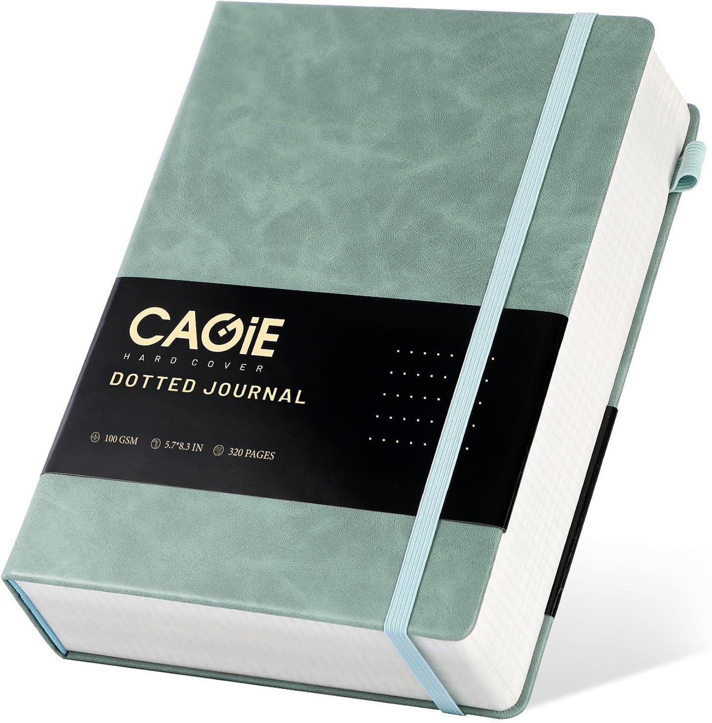 CAGIE Lined Journal Notebook for Women Men 320 Pages 100 Gsm Paper Thick Journaling Notebooks A5 Leather Journals for Writing Hardcover Journal Supplies for Work Note Taking Diary, 5.7x8.3 In, Green