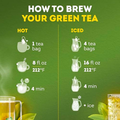 Lipton Signature Blend Green Tea with Jasmine 240-Count Tea Bags Hot or Iced Caffeinated Unsweetened Flavonoids Bioactives 40ct (6-Pack) for Tea Lovers Gift Set Specialty Tea