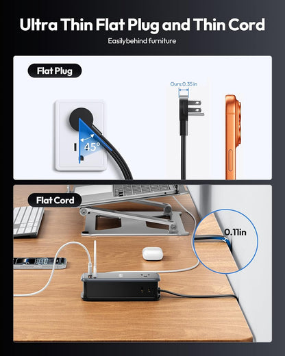NTONPOWER GAN Ultra 65W USB Charging Station, 7 in 1 Travel Power Strip with 3 Outlets 4 USB (2 USB C), Extension Cord 4ft, Travel Essentials, Cruise Power Strip Compatible with MacBook, iPhone, White