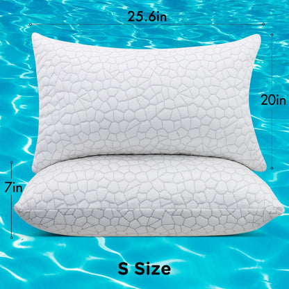 SUPA MODERN Cooling Pillow Queen Size Set of 2, CertiPUR-US Shredded Memory Foam Pillows for Sleeping, Cool Bed Pillows for Hot Sleepers, Adjustable Firm Pillow for Side,Back,Stomach Sleepers