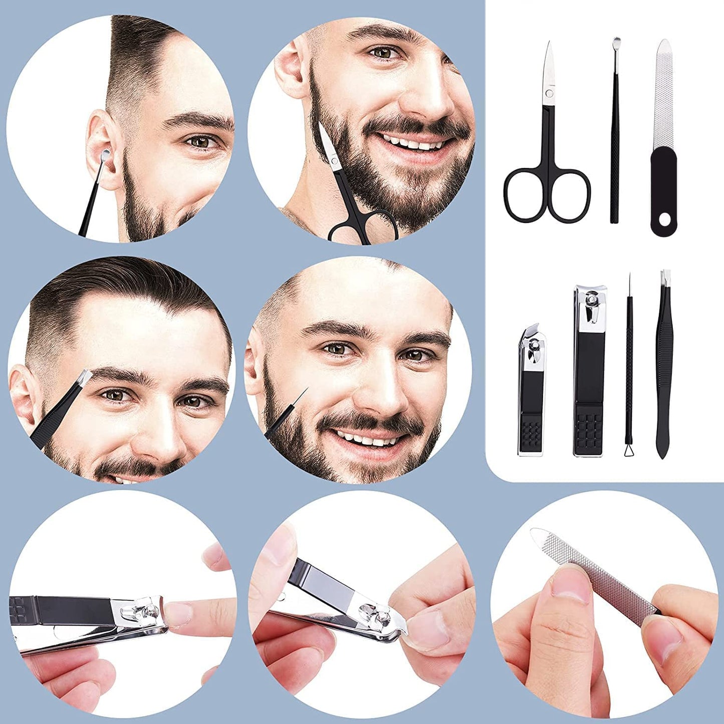 Manicure Set Men Finger and Toe Nail Clippers Set Professional Manicure Pedicure Kit with Travel Case Personal Care Tools Accessories Nail Grooming Kit Gifts for Men Women Father Mother