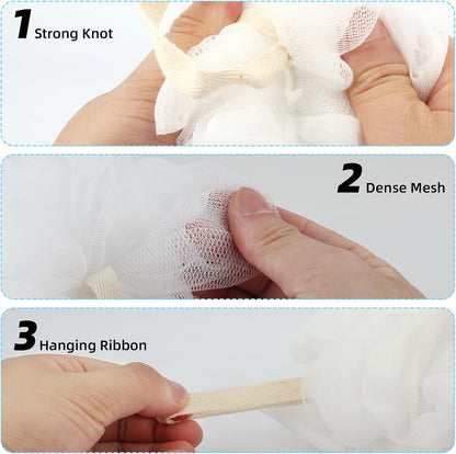 Chuya Bath Sponges Loofahs 70 Grams Large Size,4 Pack Shower Sponge Exfoliating Cleaning Bath Loofa Body Scrubber Balls for Women Men Children Washing