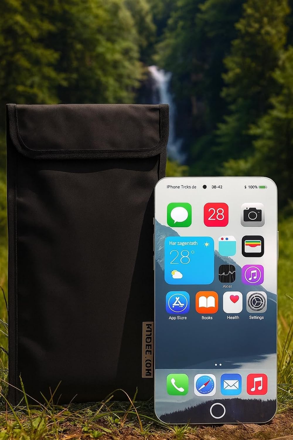 Faraday Phone Pouch Signal Blocking RFID/Cell/WiFi/GPS Shielding Bag Anti-Tracking Privacy Case for Smartphones & Key Fobs Dual-Layer RF Isolation with Ripstop Exterior Tan