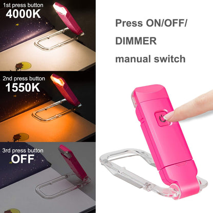 BIGLIGHT Amber Book Reading Light, LED Clip on Book Lights, Reading Lights for Books in Bed, Small Book Light for Kids, USB Rechargeable, 2 Brightness Adjustable for Eye Protection, Orange