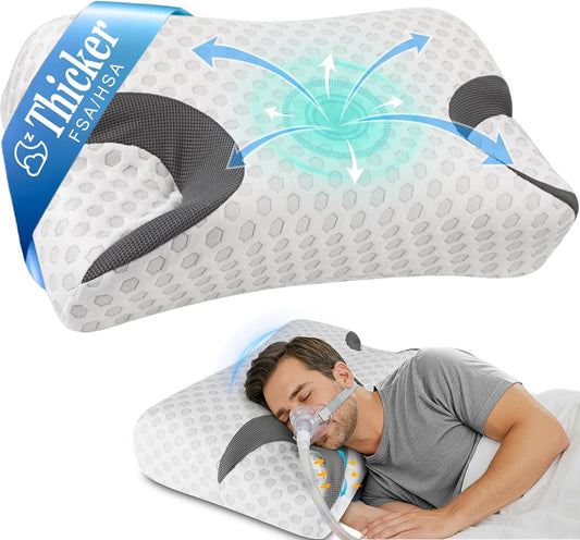HSA/FSA CPAP Pillow for Side Sleeper, Sleep Apnea Pillow for Sleeping, CPAP Nasal Pillows Suit for All CPAP Masks User, Cervical Memory Foam Neck Support Pillow Relief Neck Pain for Side Back Sleepers