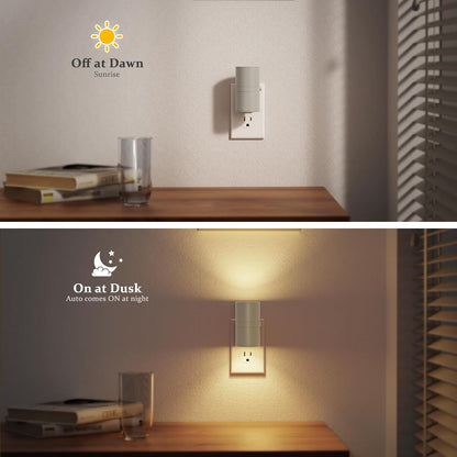 Amber Night Lights Plug into Wall, Dimmable Night Light Plug in, Modern Night Lights Auto On/Off, Amber Night Light 2000K, 0-100LM Adjustable Brightness Nightlight for Hallway Bedroom, 2 Pack