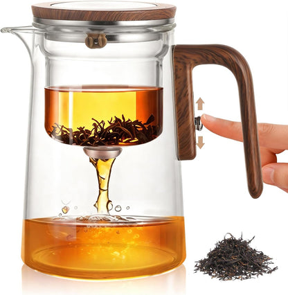 Enchanti Tea Pot, Magic Glass Teapot with Strainer,Magnetic Water Separation with Infuser -600ML/20.3oz