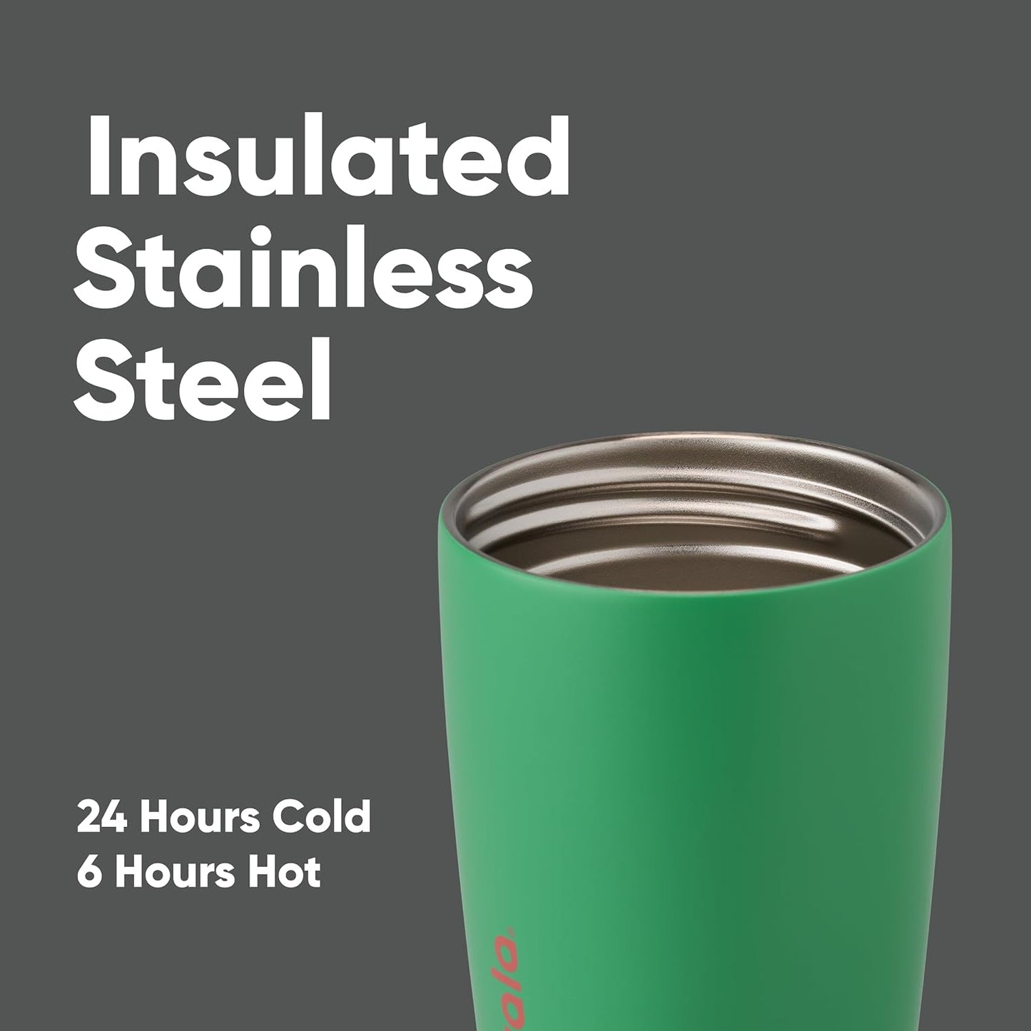 Owala SmoothSip Slider Insulated Stainless Steel Coffee Tumbler, Reusable Iced Coffee Cup, Hot Coffee Travel Mug, BPA Free 12 oz, Pink (Pucker Up)