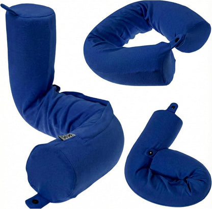 Dot&Dot Twist Memory Foam Travel Pillow, Bendable Neck Pillow for Airplane, Car and Home, 26-Inch Adjustable Roll with Washable Cotton Cover, Gray