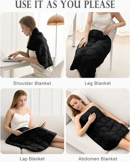 Cottonblue Weighted Lap Blanket 7lbs, Cozy Luxury Crystal Velvet Weighted Blanket for Adults, Small Weighted Blanket for Relaxation, Sleeping, Travel, Grey, 29" x 24"