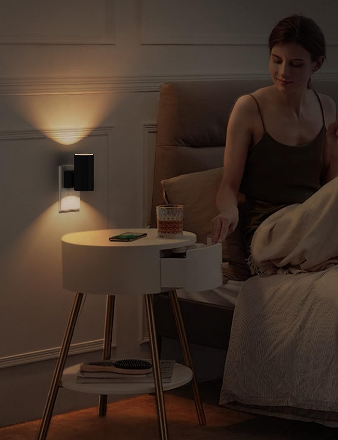 L LOHAS LED Night Light, Amber Nightlight, Dimmable Night Light, Light Sensor, Yellow Nightlight, 0-100LM, Sleep Light for Kids, Soft & Warm Light for Bedroom, Bathroom, 2 Pack
