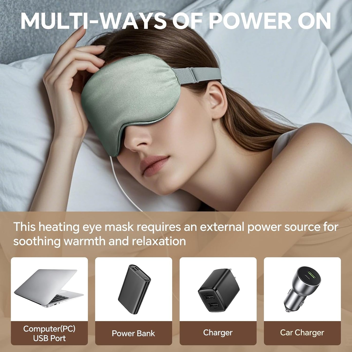 Heated Eye Mask for Dry Eyes, Stye & Migraines Relief - USB Electric Warm Compress with 20 Temp/Time Settings, Washable Flaxseed Cover for MGD, Blepharitis & Eye Strain