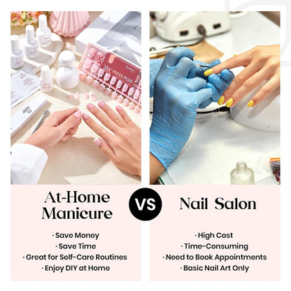 Beetles Press On Nail Kit-Short Square French Tip Press On Nails, 150Pcs Pink French Nail Tips with Nail Glue & Remover Builder Top Coat Nail Lamp, All-in-One DIY Fake Nails Gift for Women
