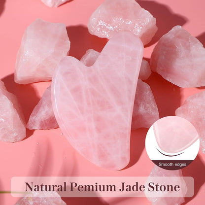 rosenice Gua Sha Facial Tools Guasha Tool Gua Sha Jade Stone Manual Massage Sticks for Jawline Sculpting and Puffiness Reducing for Face Body Tensions Reduce Festive Gifts