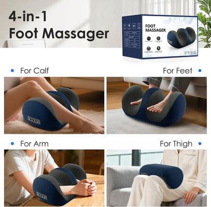 Foot Massager with Heat, Shiatsu Kneading Foot and Calf Electric Massager Machine with Roller, Massage Feet/Arm/Calf/Ankle for Relax, Plantar Fasciitis, Pain Relief, Gifts for Women & Men, Black